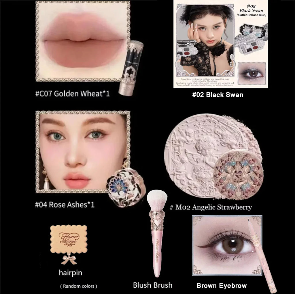 Flower Knows Full Makup Set Little Angel Collection The Sweetie Bear Gift Box Blush Cream Matte Lipstick Highlighter All in One