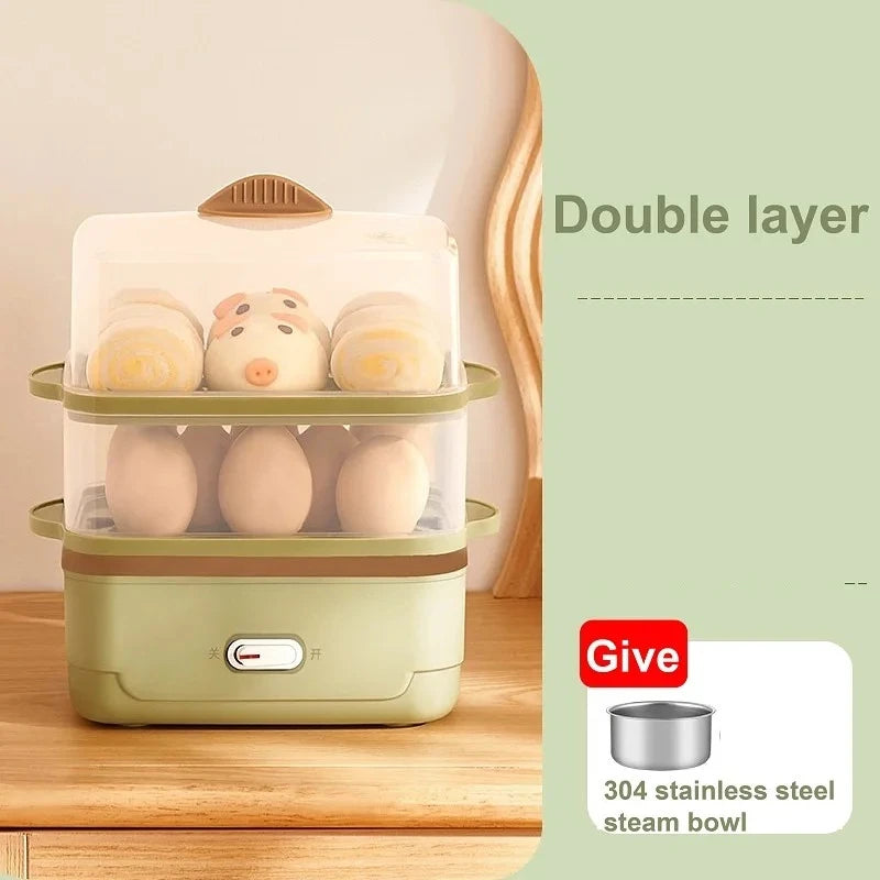 Fast Breakfast Machine Automatic Power Off Multifunction Pot 220V 350W Egg Boiler Dormitory Double Layer Electric Steamer Home