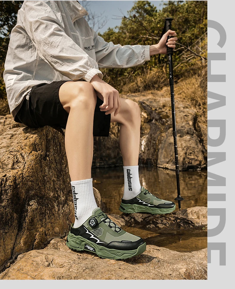 Men's Korean casual breathable casual shoes summer soft-sole anti-slip youth half-slippers rotating shoelaces sports tide shoes