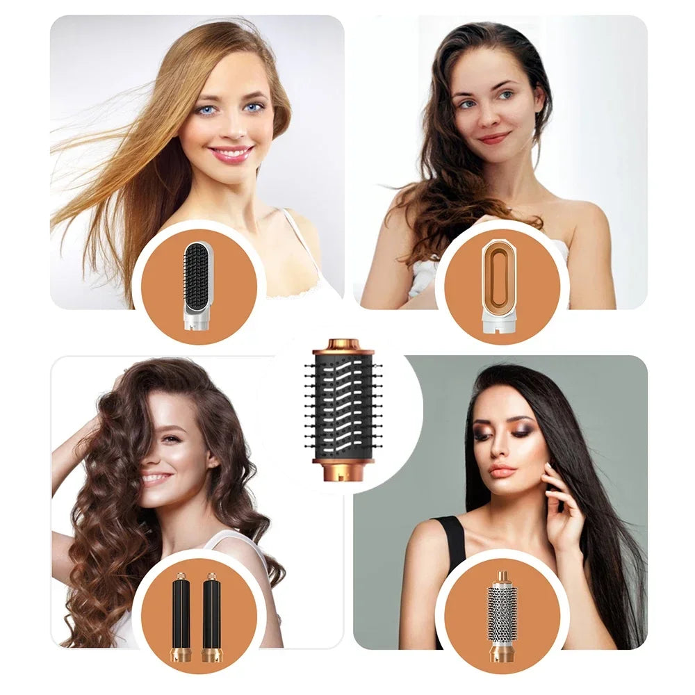 6 in 1 Hair Dryer One-step Hot Air Comb Set Professional Air styling Curling Iron Hair Straightener Styling Tool Hair Dryer