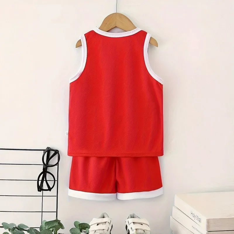2026 Summer New Breathable Boys Vest Sets Children's Fashion Cartoon Sleeveless Top Shorts Two Piece Sets Kids Casual Outfits