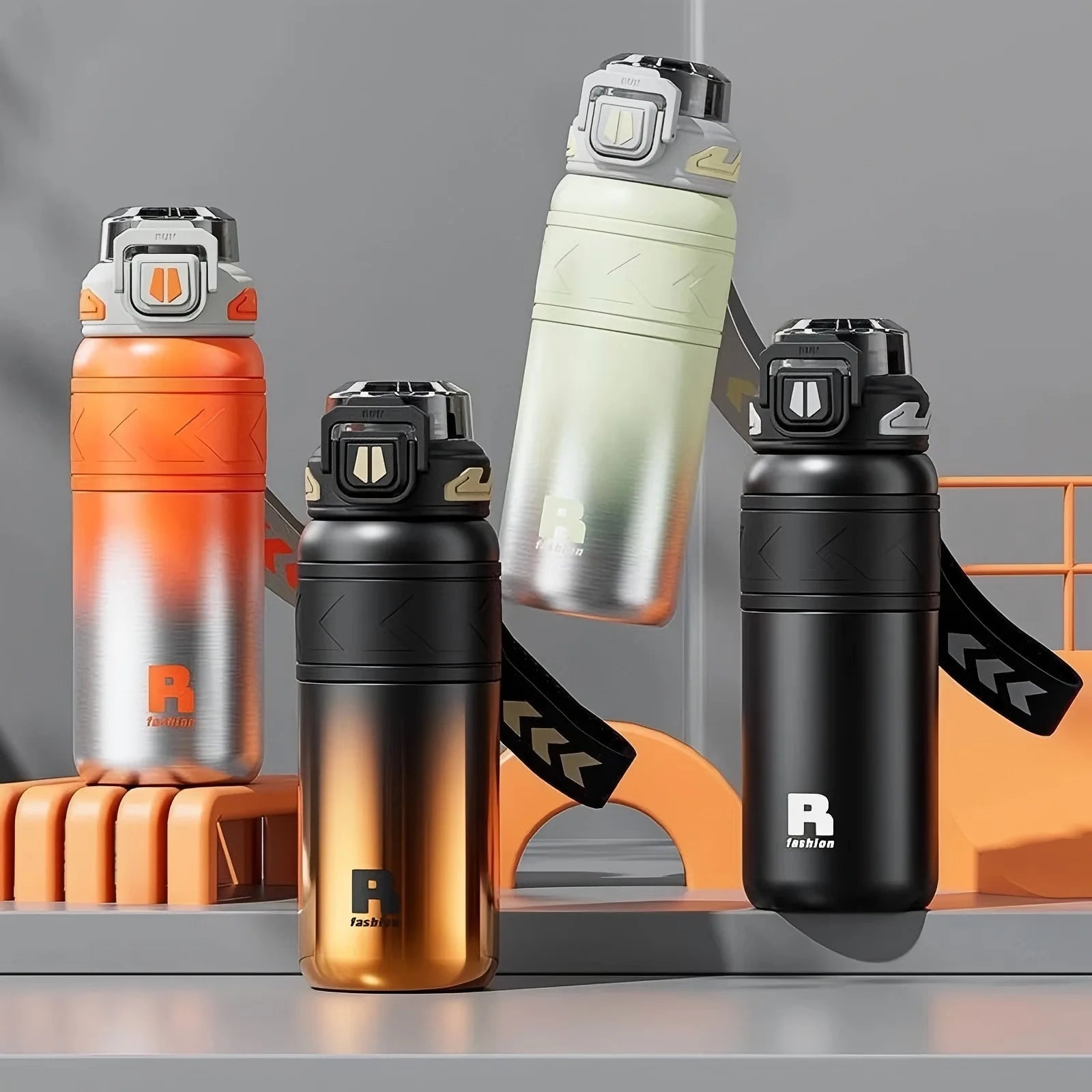 Young and Energetic Sports Straw Water Bottle  Stainless Steel Large-capacity Car Cup Student Outdoor Sports Portable Water Cup
