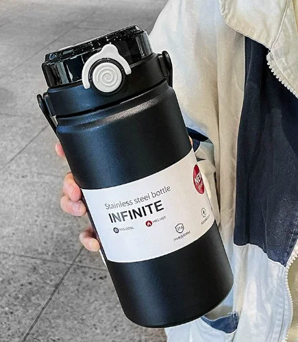 2L 316 Stainless Steel Insulated Water Jug, Portable Vacuum Thermos with Straw & Handle, Outdoor Travel Sports Bottle