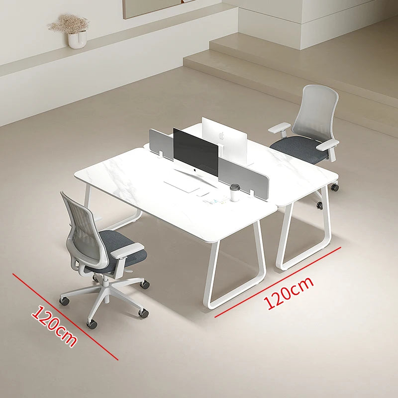 CZ Rock Slab Office Desk and Chair Set for Staff, Simple Modern Face-to-Face Double Seat Partition Screen Employee Desk