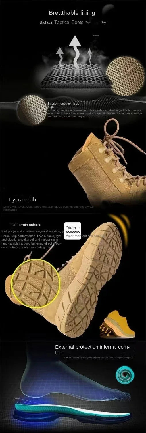 Lightweight Men Tactical Shoes Combat Boots Training Lace Up Waterproof Outdoor Botas Hiking Breathable Shoe