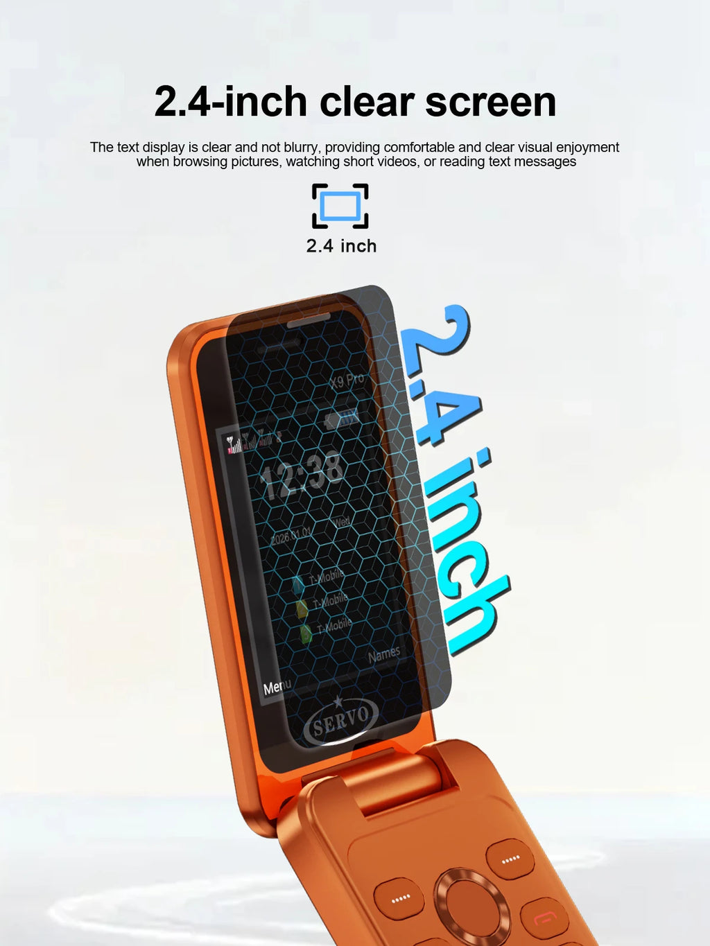 SERVO X9 PRO Mini Foldable Mobile Phone Triple SIM Magic Voice Speed Dial FM Radio 3.5mm Headphone Jack 2.4" Feature Cellphone
