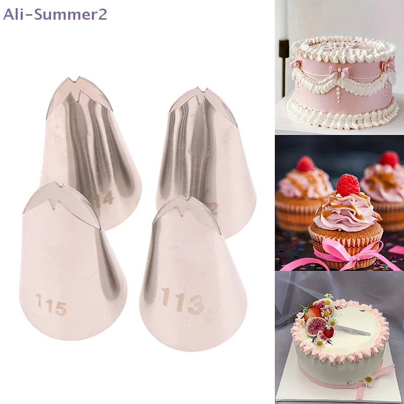 {Summer2} #112 #113 #114 #115 Leaf Shape Piping Nozzle 4 Pcs Set Pastry Icing Tips For Cake Cream Decorating Baking DIY