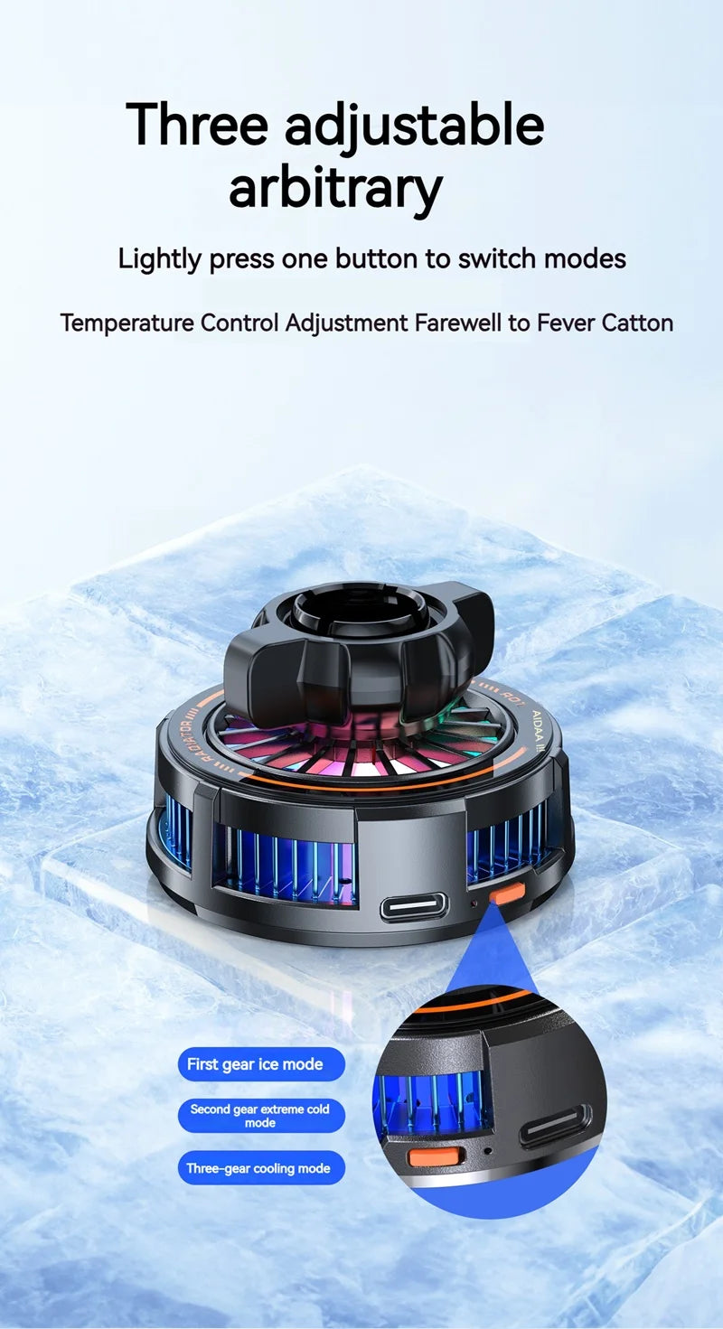 Universal Metal Car Magnetic Semiconductor Cooling Phone Holder RGB Light 3 Level Adjustable for iPhone 16 15 14 13 12 Samsung