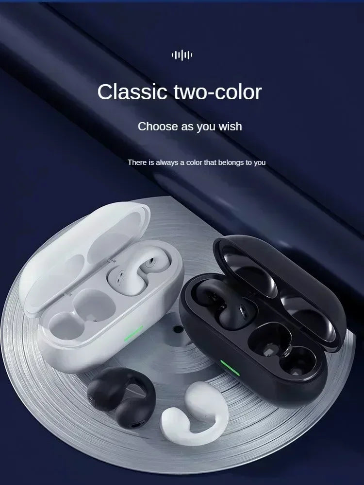 Wireless Ear Clip On Earphone Bluetooth-Compatible 5.3 Noise Canceling HiFi Stereo Headset Clip On Headphone for Running Fitness