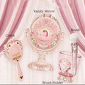 Flower Knows 9th Anniversary 4 Pcs Makeup Set Desktop Vanity Mirror Paddle Brush Air Cushion Comb Brush Holder Blush Brush