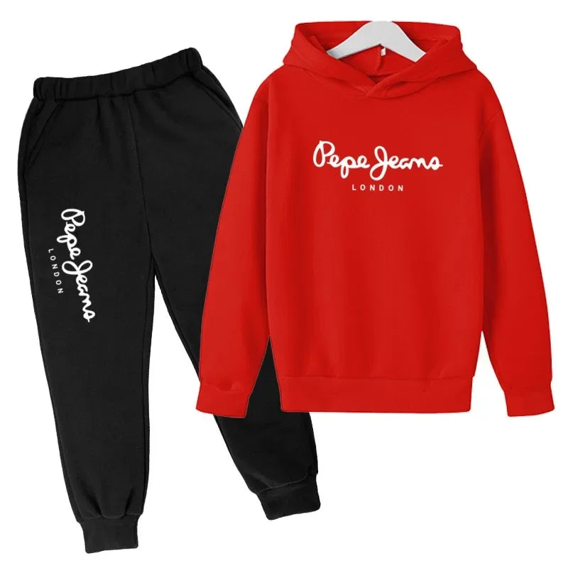 Leisure Letter Print 2pcs Hoodie+Pants Tracksuits 3-13 Years Boys Girls Spring Autumn Outfits Streetwears Children Clothes