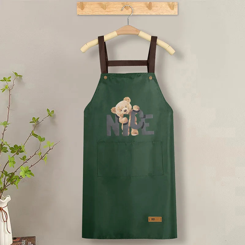Apron with Straps for Cooking, PVC Waterproof and Oil-Resistant Waist Apron for Restaurant, Catering, and Coffee Shop Workwear