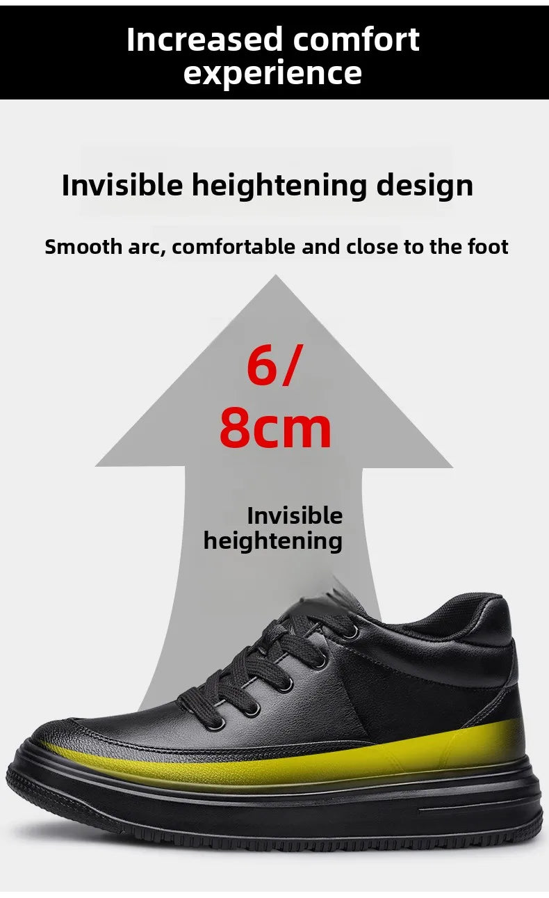 New Invisible Inner Height Increasing Men's Shoes 8cm Trendy Sports Shoes White Shoes British Height Increasing Casual Sneakers