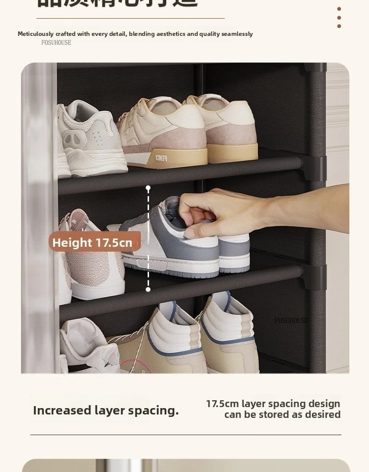 Multi layer Shoe Rack with Drawer for Entryway Hallway Storage Durable Metal Frame Indoor Organizer Space Saving Hanger Unit
