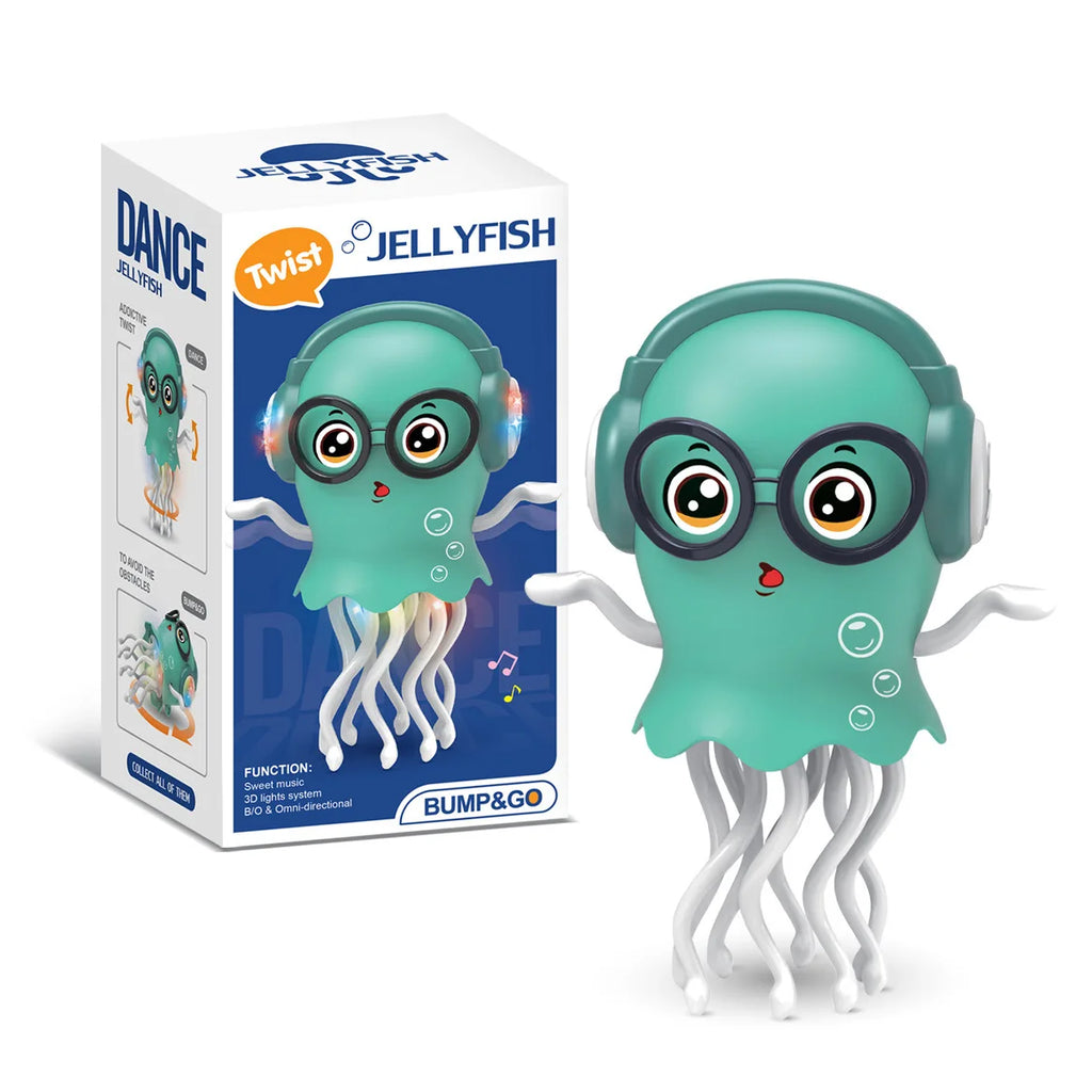 Electric Dancing Jellyfish Toy Obstacle Avoidance Robot Toy with Music 3D Flashing Light Interactive Sensory Play Toy Kids Gifts