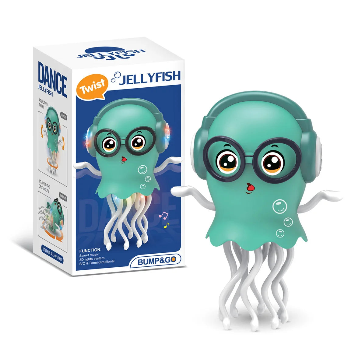 Electric Dancing Jellyfish Toy Obstacle Avoidance Robot Toy with Music 3D Flashing Light Interactive Sensory Play Toy Kids Gifts