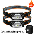 Mini Rechargeable Powerful Sensor Headlamp Fishing Camping USB Head Flashlight COB LED Head Light Torch Headlights Front Lantern
