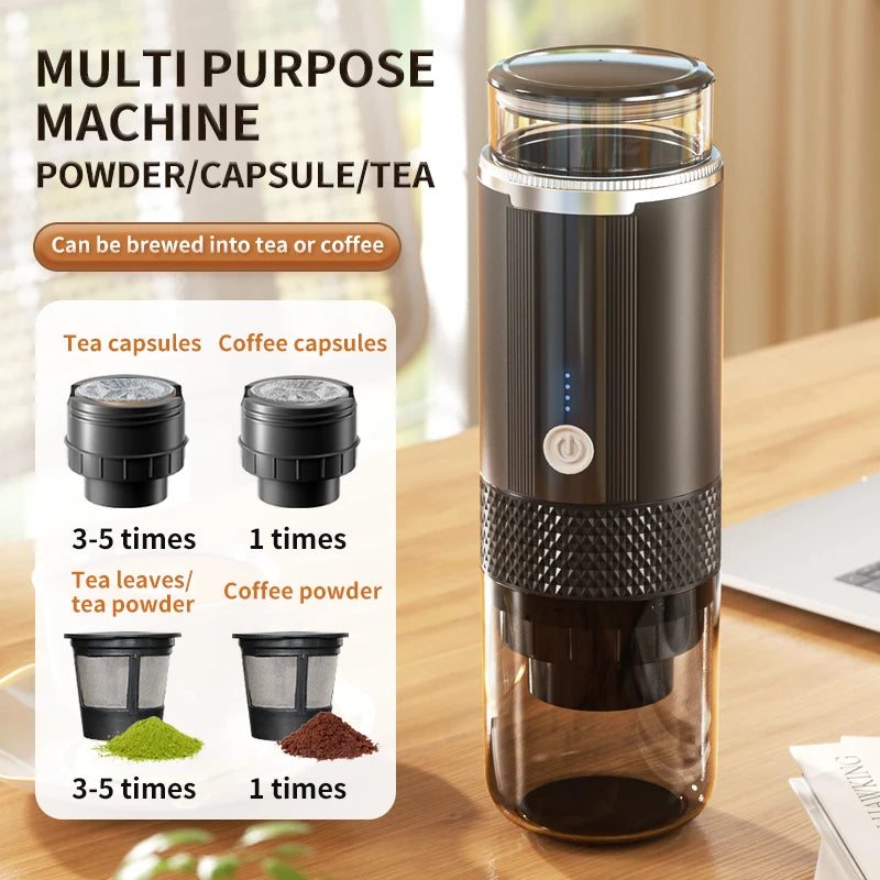 Electric Portable Coffee Maker Capsule Grind-and-Brew Compatible with Ground Coffee K-Cup Pods Single Cup Coffee Maker