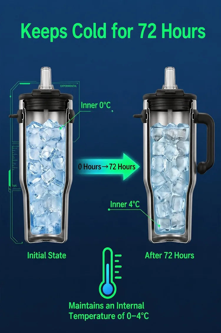 1200ml Vacuum Insulated Travel Mug 316 Stainless Steel Tumbler with Handle Straw Tea Infuser Double Lid Keep Cold Hot for Home