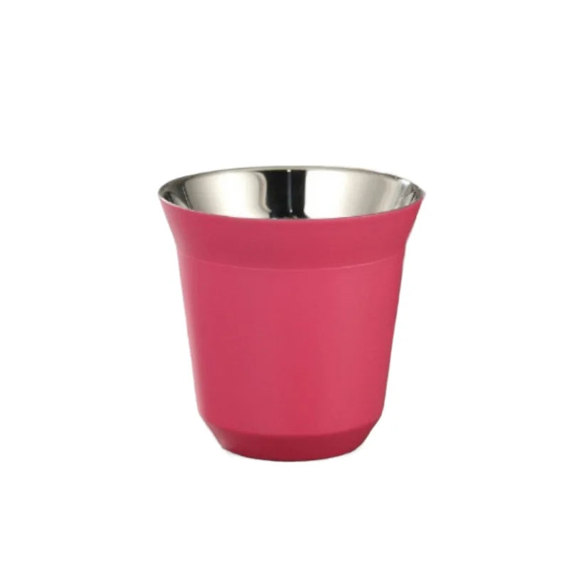 Summer New Simple Flat Bottom Cup Stainless Steel Double-layer Inner Tank Capsule Coffee Cup High-grade Solid Color Water Cup
