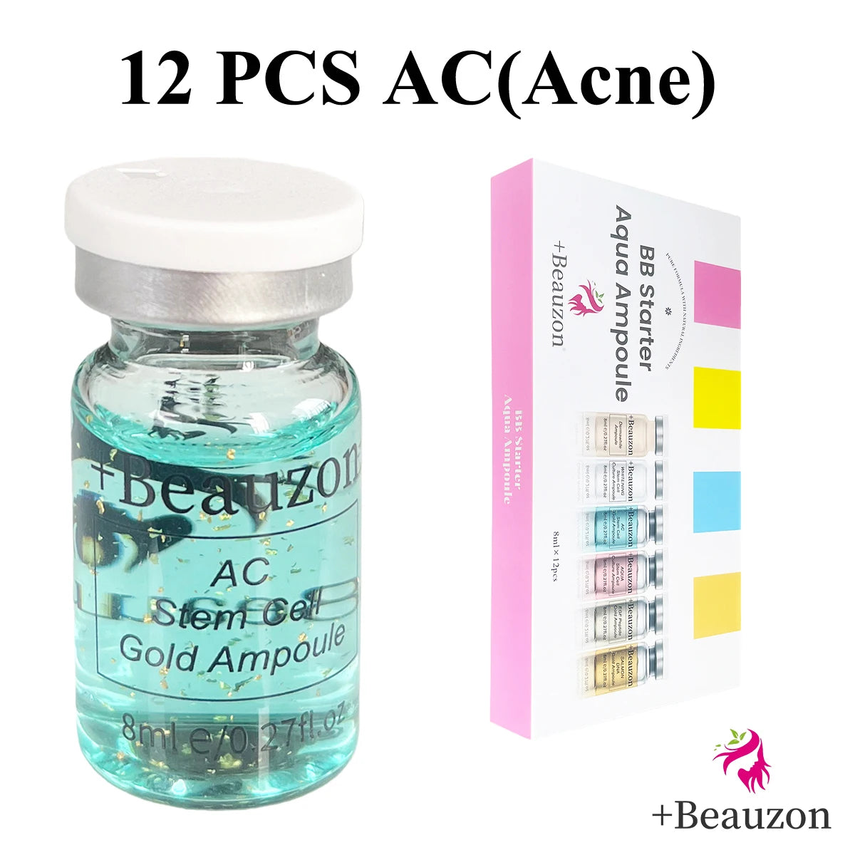 8ml BB Cream Hyaluronic Acid Facial Glow Serum Ampoule Essence Peptide Moisturizing Foundation Skin Rejuvenation Care Beauzon