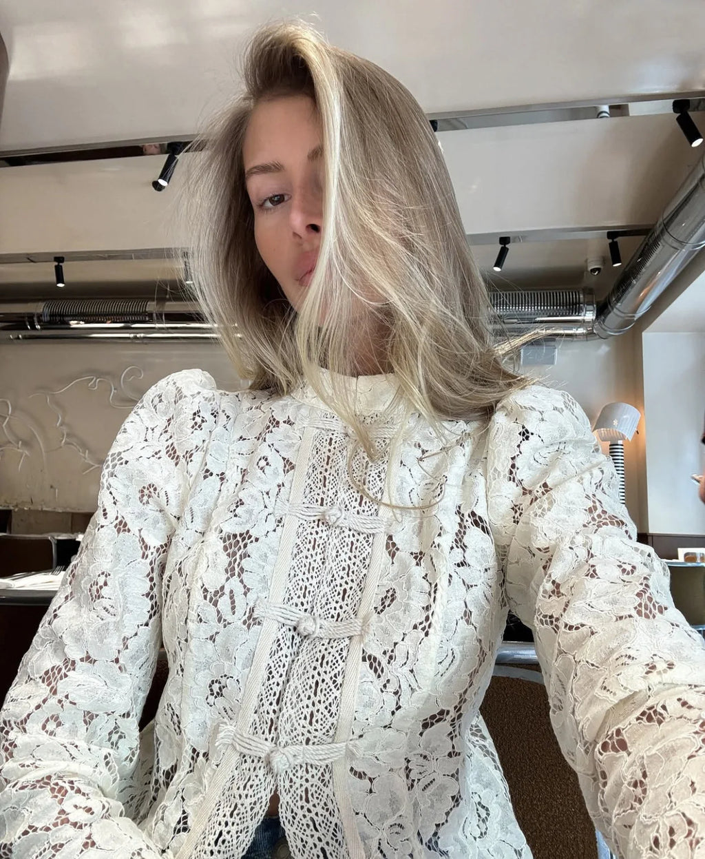 Tossy Summer Lace Printed Shirts Tops Female Hollow Out Fashion Commute Vintage See-Through Blouse Women's Lace Shrug Shirts New