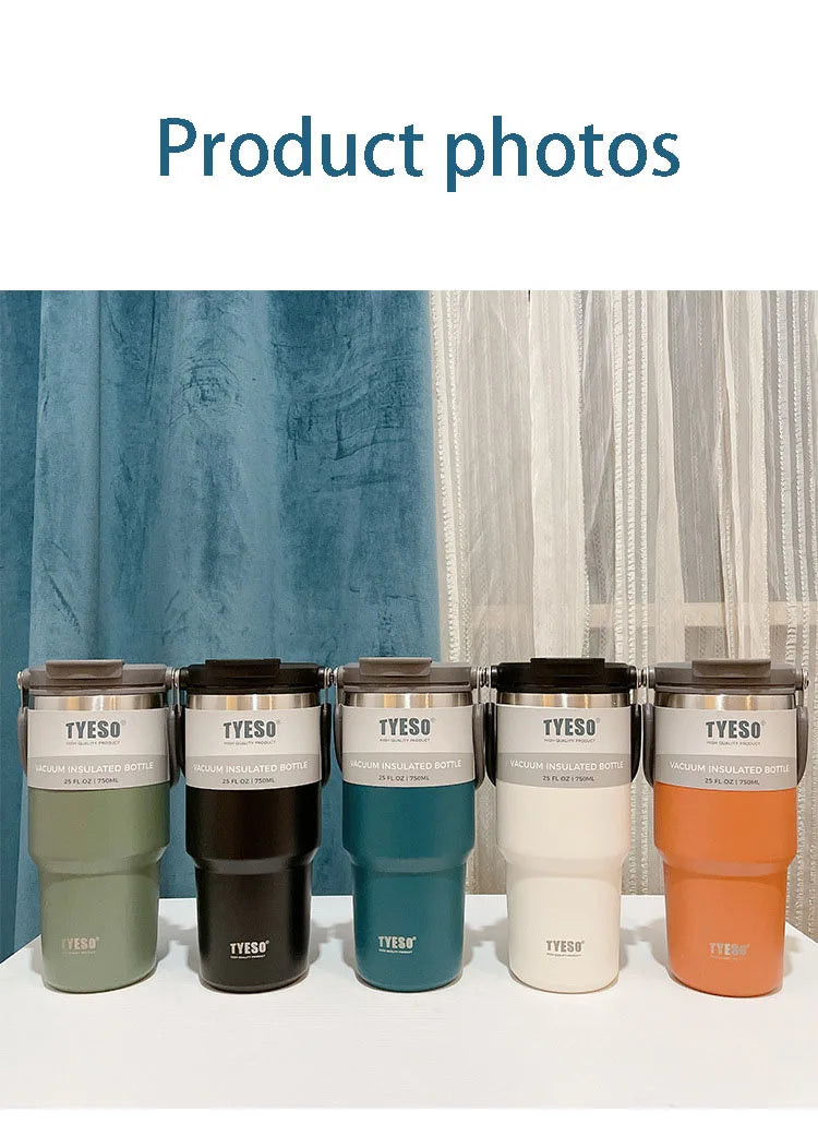 TYESO Large Capacity Stainless Steel Thermo Bottle Car Coffee Cup Keep Cold and Heat Thermal Mug Sport Water Bottle Vacuum Flask