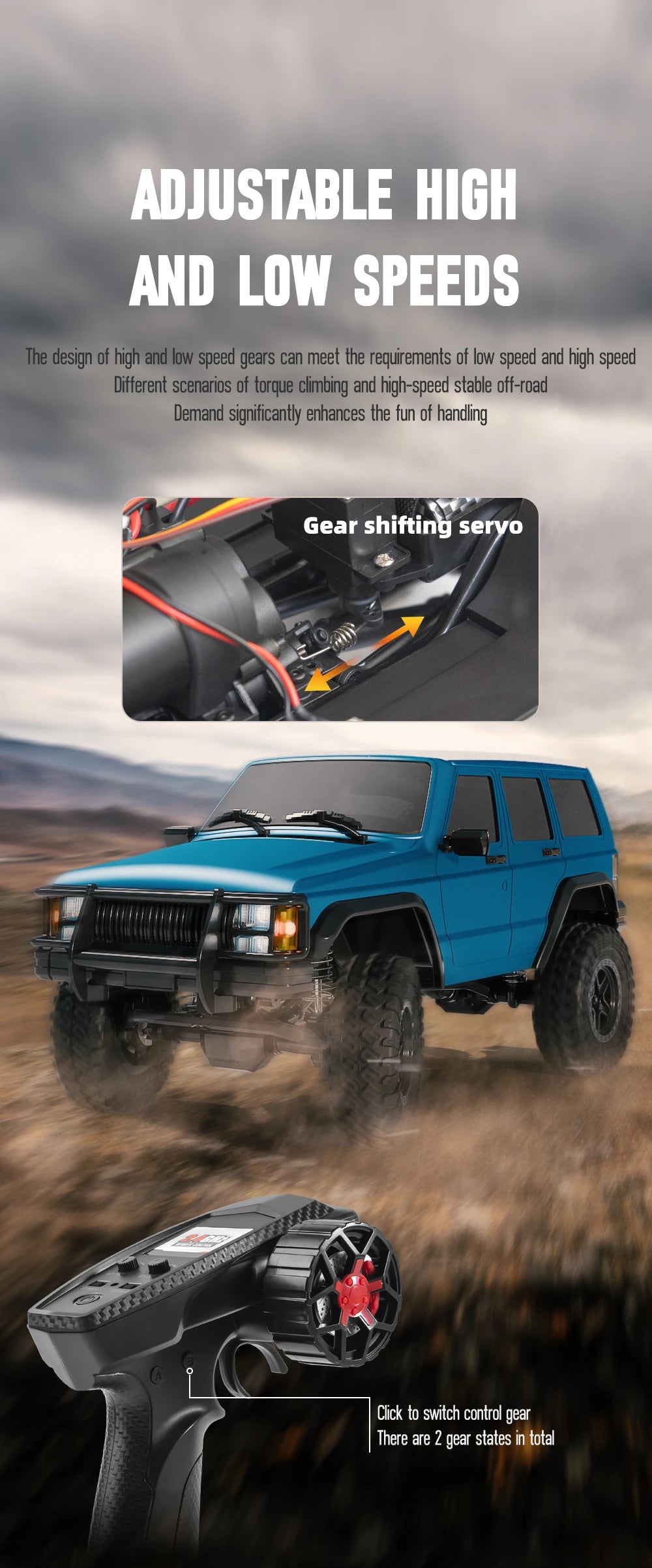New 1:18 Scale Remote Control Off-Road Climbing Car Linked Headlights Full Proportion  2.4G 4WD Motor Pickup Model Toys Gift