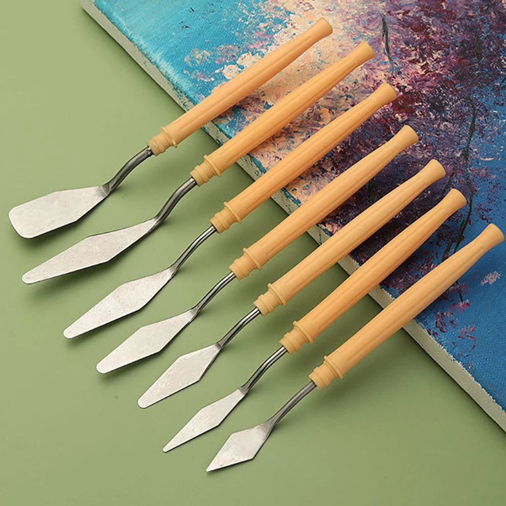 7pcs/Set Oil Paint Knife For Cake Painting Design Accessories Mini Palette Knife Baking Spatula Clay Sculpting Tool