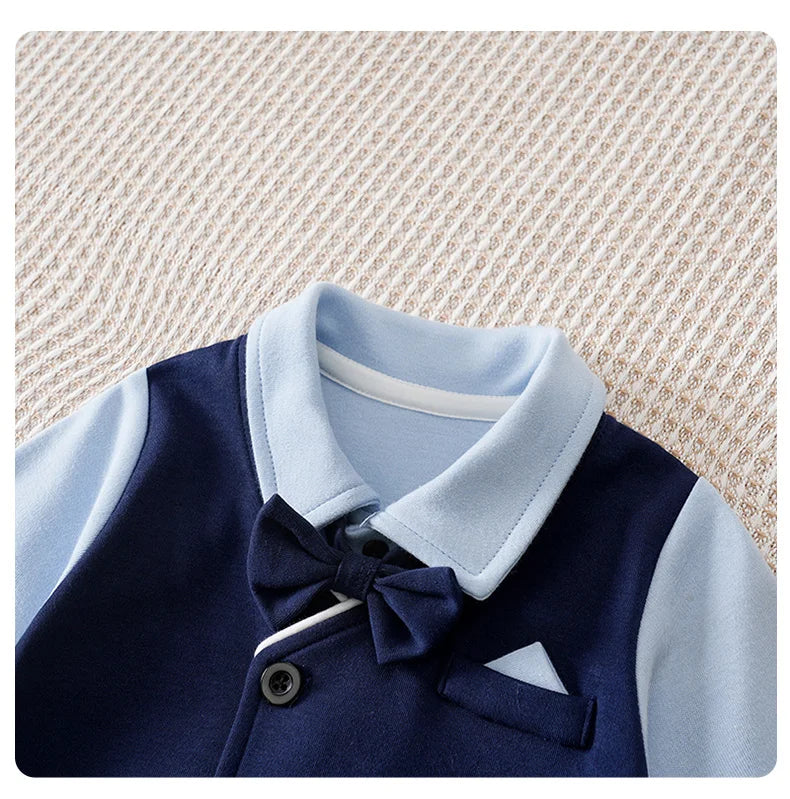 0-18 Baby Bodysuit Gentleman Style Handsome Formal Cotton Comfortable Soft Boys And Girls Summer Short Sleeved Newborn Clothes