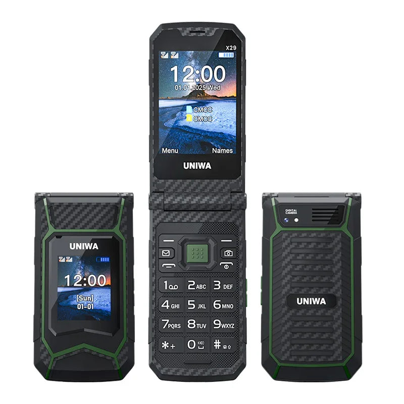 UNIWA X29 Old Man 2G Flip Mobile Phone GSM Senior Big Push-Button Flip Phone Dual Sim FM Radio Russian Arabic Keyboard Cellphone