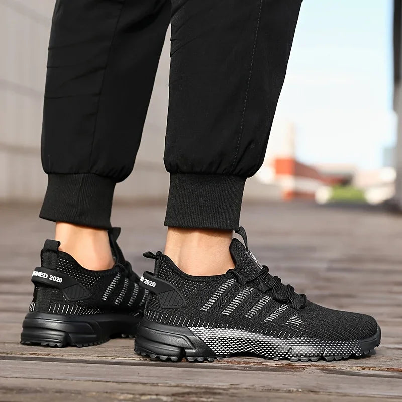 Mens All Season Breathable Mesh Sports Shoes Casual Stylish Non Slip EVA Sole Lace Up for Running Walking Outdoor Activities