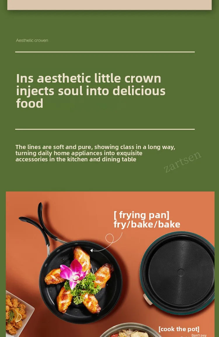 Electric Cooking Pot Foldable Hotpot Portable Multicooker Split Type Rice Cooker Electric Frying Pan Home Travel 1.6L
