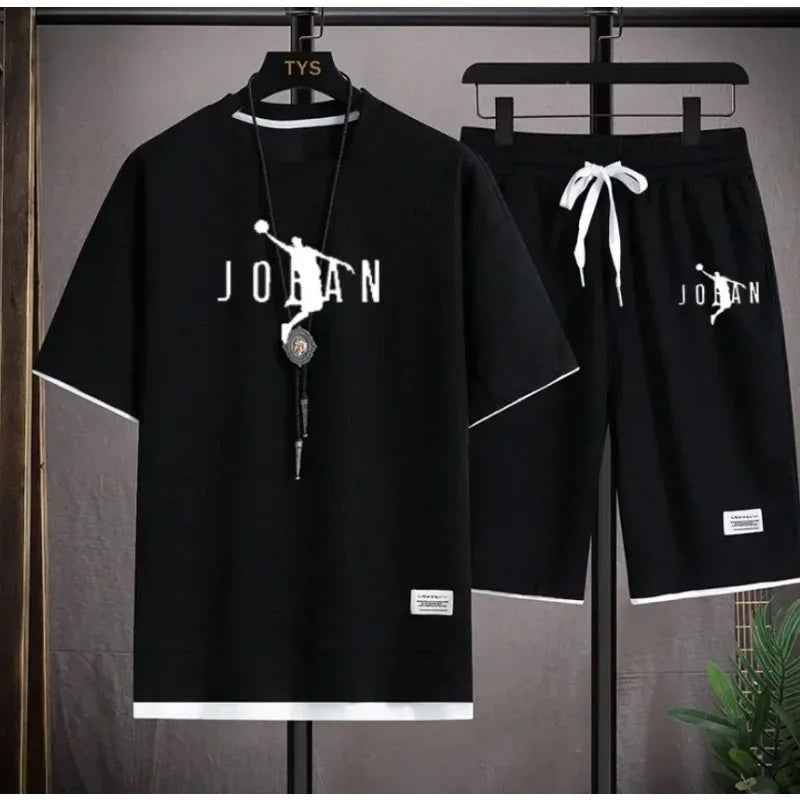 Men's 2026 Summer 2 Piece Set Casual Blazer + T-Shirt Shorts Set Fashion Designer Smart Casual Outfit Streetwear Tracksuit