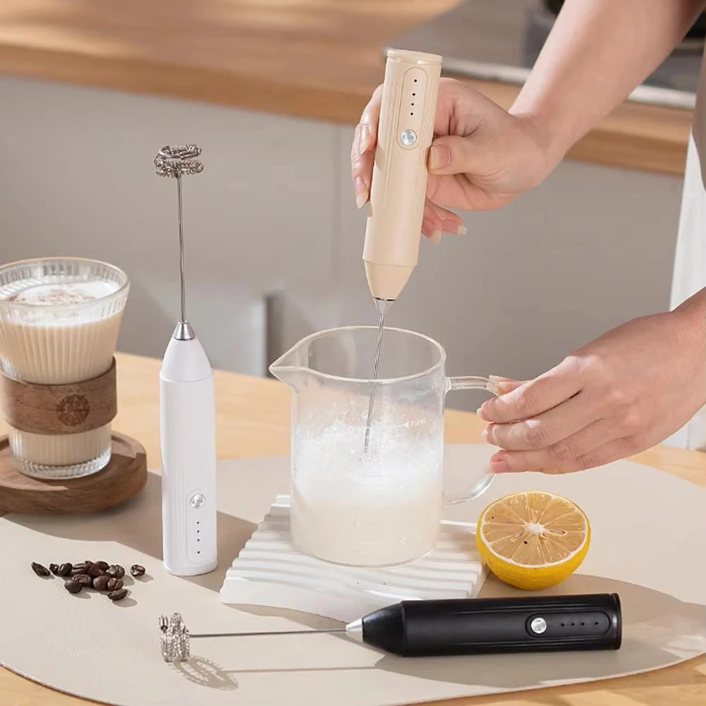 1 electric milk coffee mixer, egg beater, milk frother, 3-speed rechargeable handheld kitchen jam cake cream maker