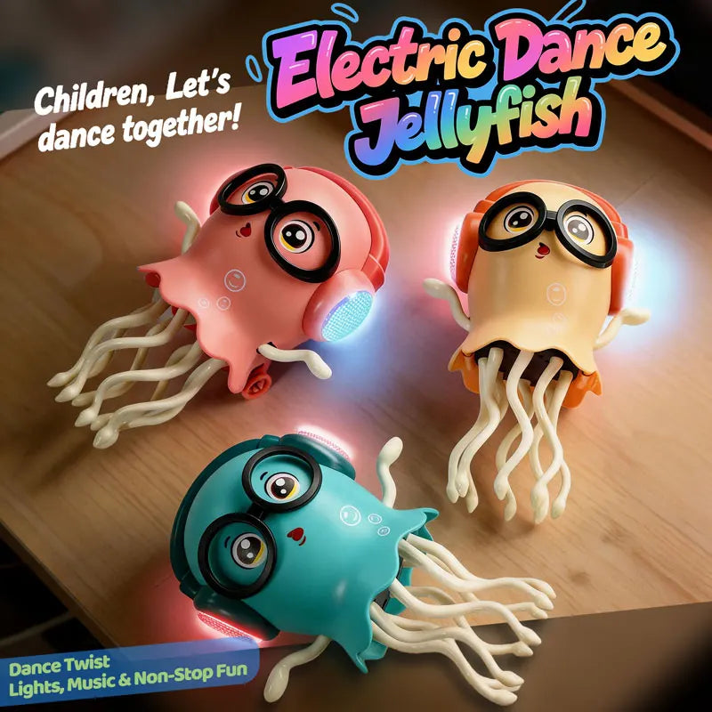 Electric Dancing Jellyfish Toy Obstacle Avoidance Robot Toy with Music 3D Flashing Light Interactive Sensory Play Toy Kids Gifts