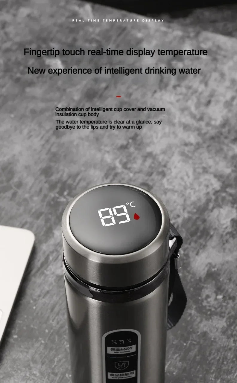 New Vacuum Flask Portable Cups Stainless Steel Thermos Bottle with LED Temperature Display Sus304 Tea Water Bottle