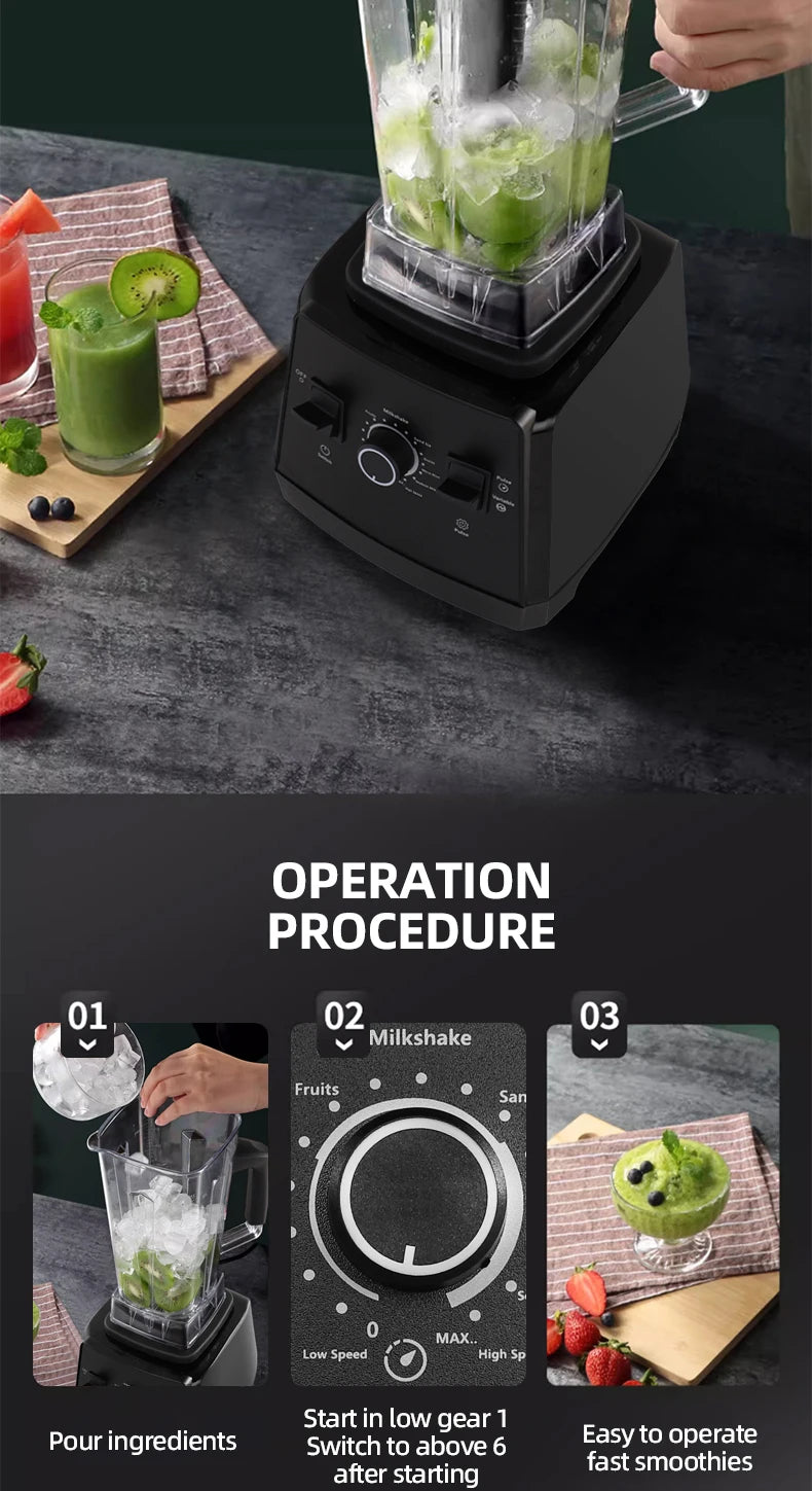 Fully Automatic Wall-Breaking Commercial Blender High Power Stationary Mixer Food Processor Ice Smoothie Juicer Machine Kitchens