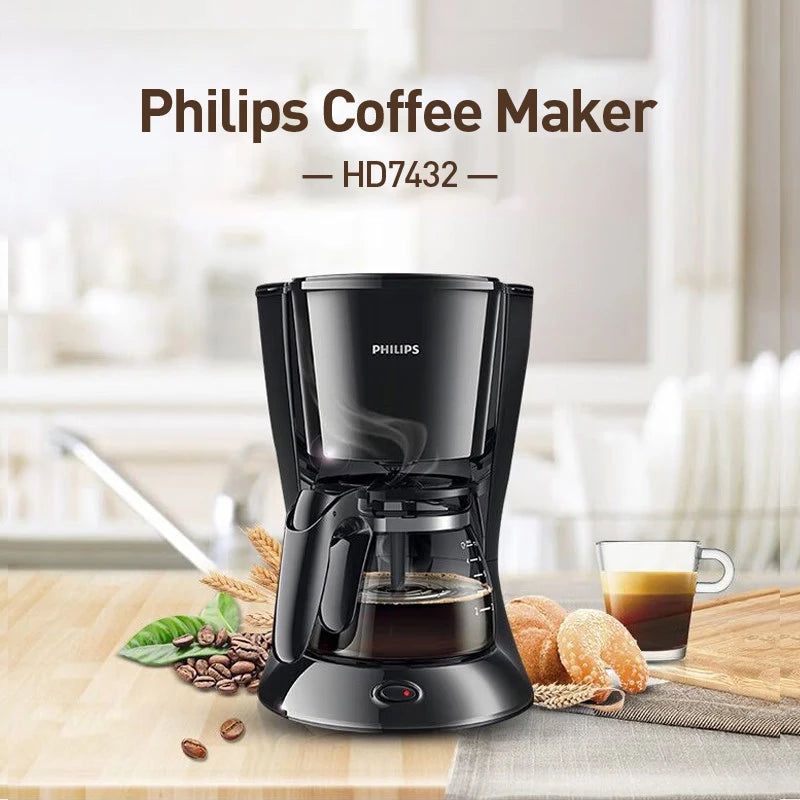 Philips HD7432 Drip Coffee Maker 220V Fully Automatic Coffee Machine 600ML Drip Filter Small Multi-functional Coffee Pot