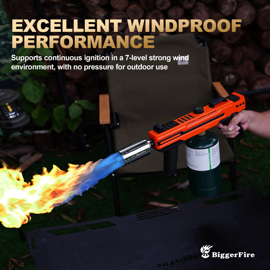 Propane Burner Gun with Adjustable Flame, Portable Torch Head for BBQ, Grill, Sous Vide, Campfire & Charcoal Lighting