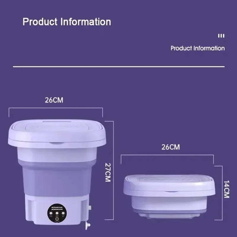 8L Foldable Washing Machine with Spin Dryer Apartments Travel Portable Socks Underwear Panties Baby Clothe Washer Machine