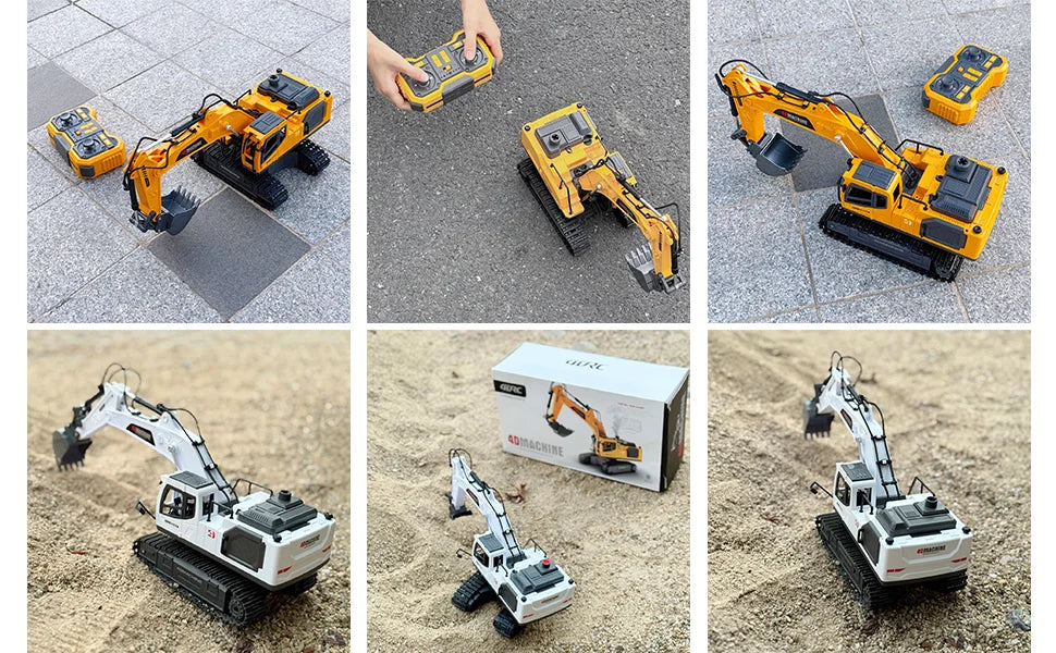 RC Excavator 14 Channel 3 IN 1 RC Engineering Car Remote Control Crawler Truck Alloy Excavator RC Model Car Toy Christmas Gift