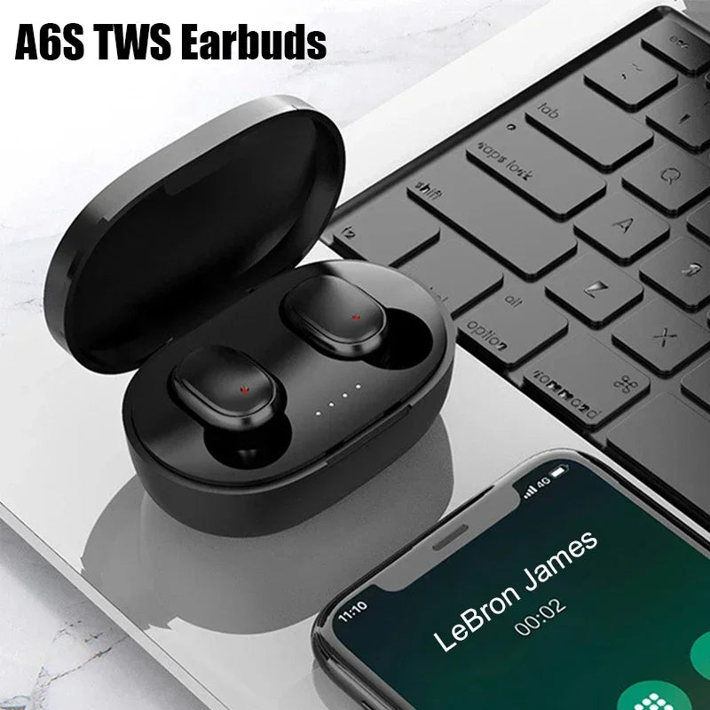 A6S TWS Wireless Bluetooth Headset with Mic Earbuds Noice Cancelling Earphone Bluetooth Headphones