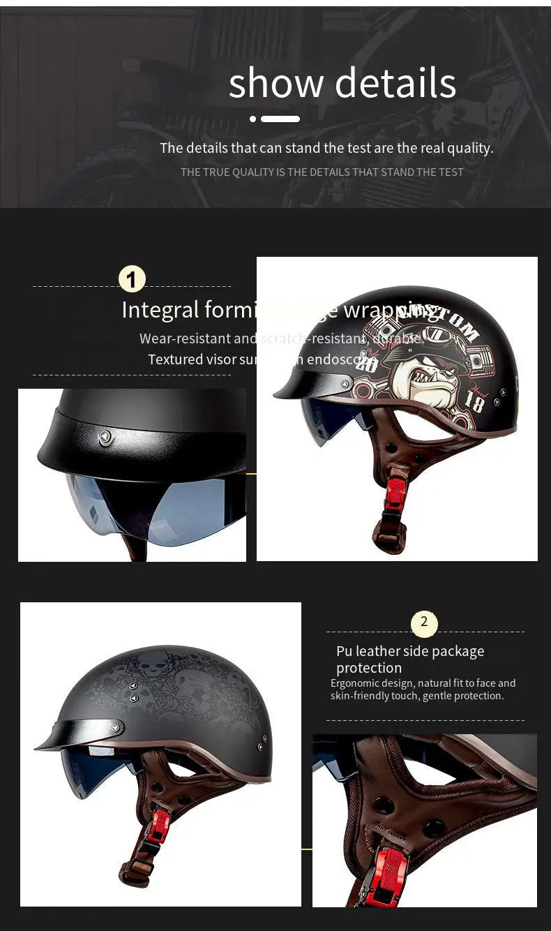 New Standard Electric Motorcycle Helmet Four Seasons Universal Retro Half Helmet Cruise Motorcycle Helmet for Men and Women