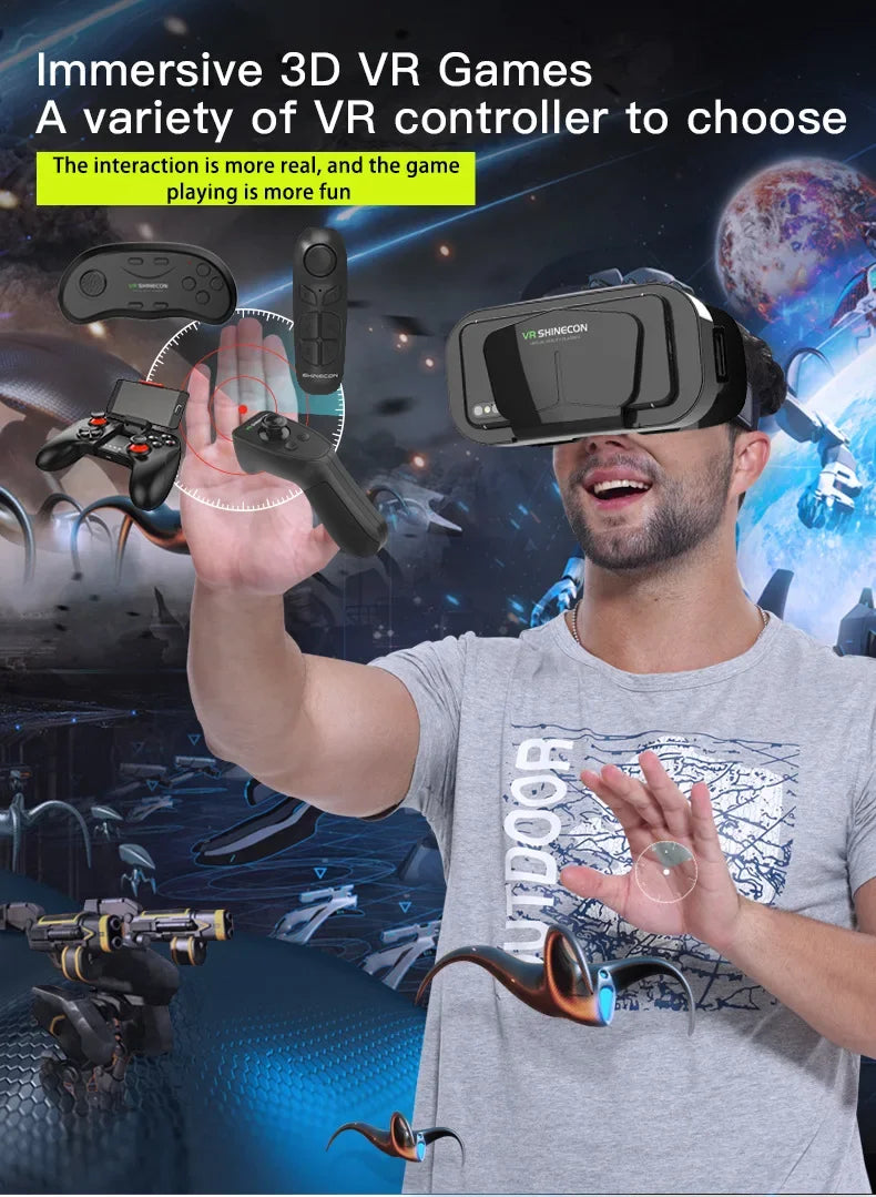 Shinecon Viar 3D VR Glasses Virtual Reality Device Helmet Lenses Headset Goggle Smart For Smartphone Cell Phone Mobile Realidade