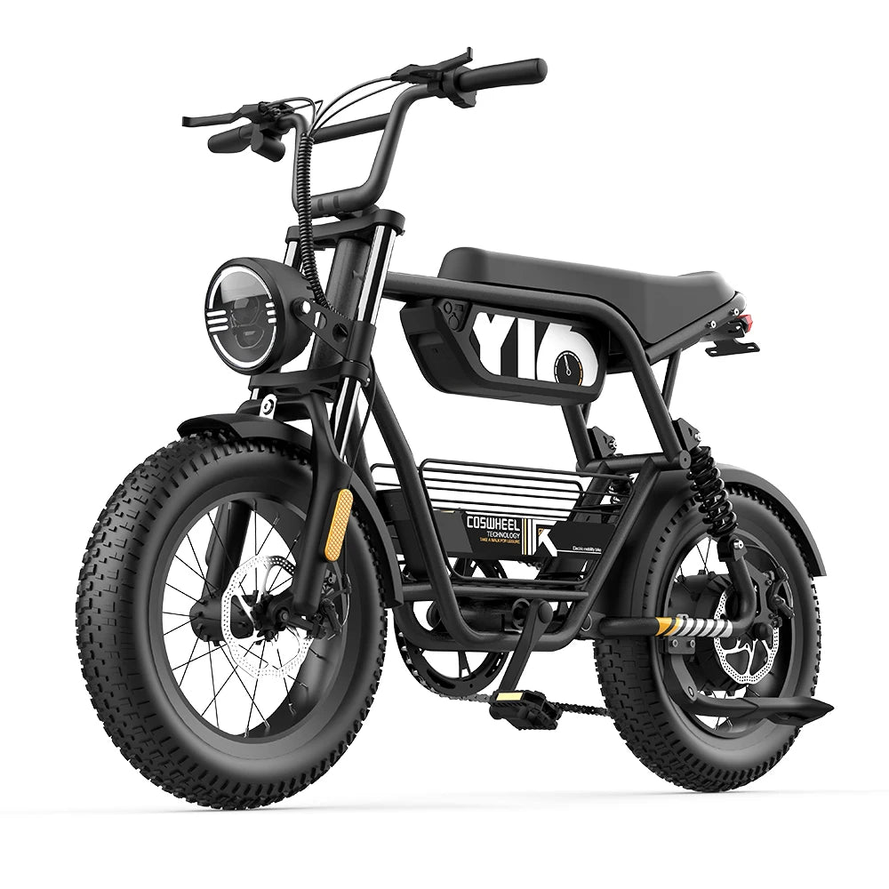 Coswheel Y16 Electric Bike for Adults 1000W Moped Style Ebike 48V 15Ah Removable Battery 28MPH Electric Motorcycle FatTire ebike
