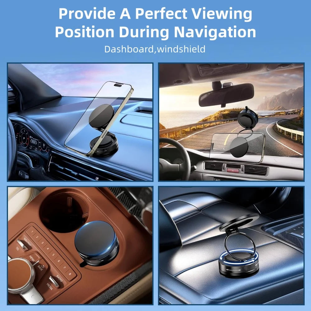 Car Phone Magnetic Stand Mechanical Vacuum Suction Cup Rotate 360° Magnetic Adsorption Bracket Navigation Universal Holder