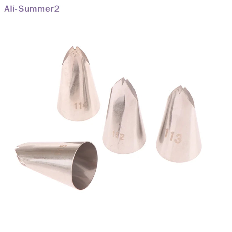 {Summer2} #112 #113 #114 #115 Leaf Shape Piping Nozzle 4 Pcs Set Pastry Icing Tips For Cake Cream Decorating Baking DIY