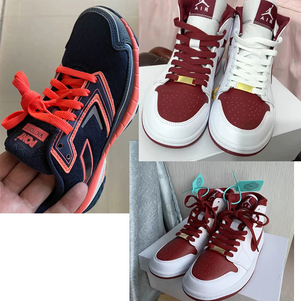 HIBERNI Flat Shoelaces for Sneakers/Adidas/Nike - 120cm/140cm Red/Orange/Hot Pink | Soft & Vibrant Laces for AF1 Shoes 1Pair