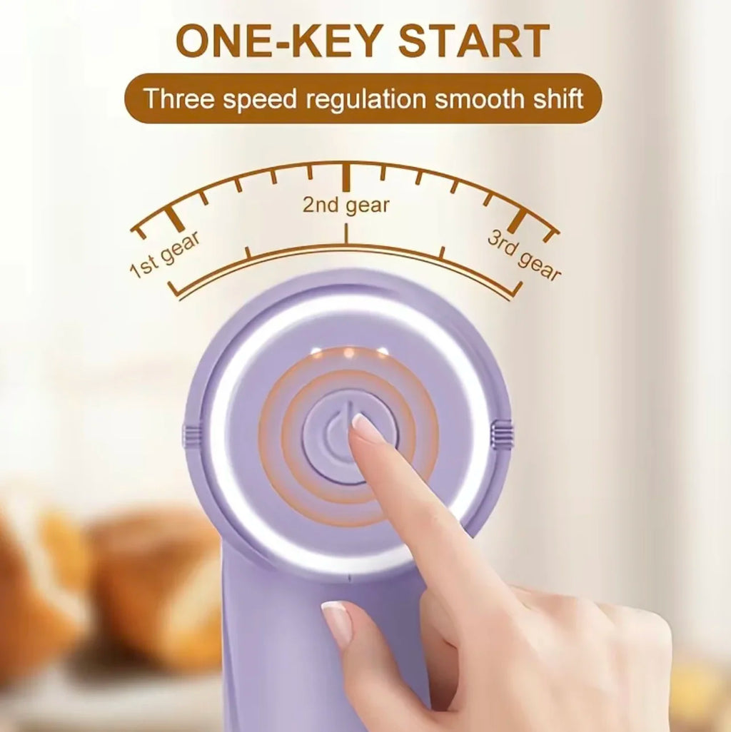 Electric Egg Beater Wireless Electric Food Mixer Handheld Mixer with 3 Speed Settings Baking Dough Cake Cream Milk Whisk